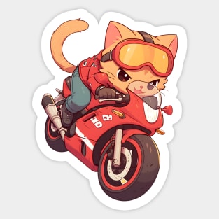 Cool cat riding motorbike Sticker